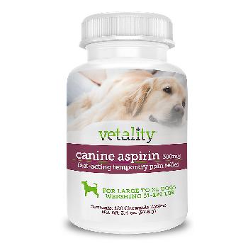 Vetality Canine Aspirin for Large-XL Dogs, 51+ lbs, Pain Relief, Chewable Tablets, 300 mg, 120 Count