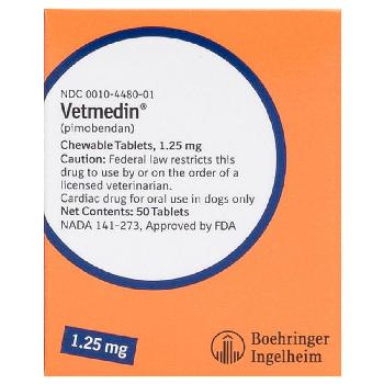 Vetmedin (pimobendan) Chewable Tablets 1.25 mg, 50 ct 