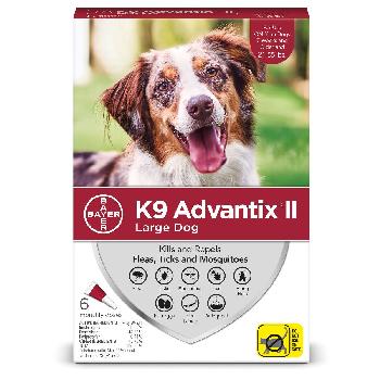 Bayer K9 Advantix II for Large Dogs 21-55 pounds, Flea, Tick and Mosquito, 6 doses