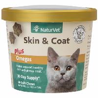 NaturVet Skin & Coat Plus Omegas for Cats 60 ct Soft Chews